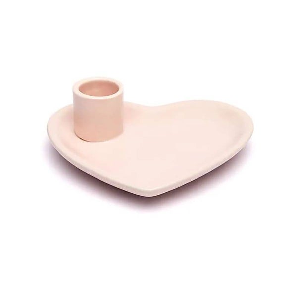 Keramische smudgeschaal en palo santo brander hartvorm pastelroze