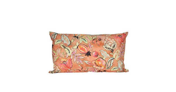 Buitenkussen bloemen terracotta