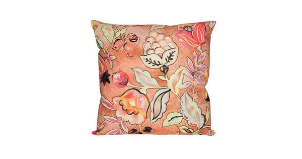 Buitenkussen bloemen terracotta