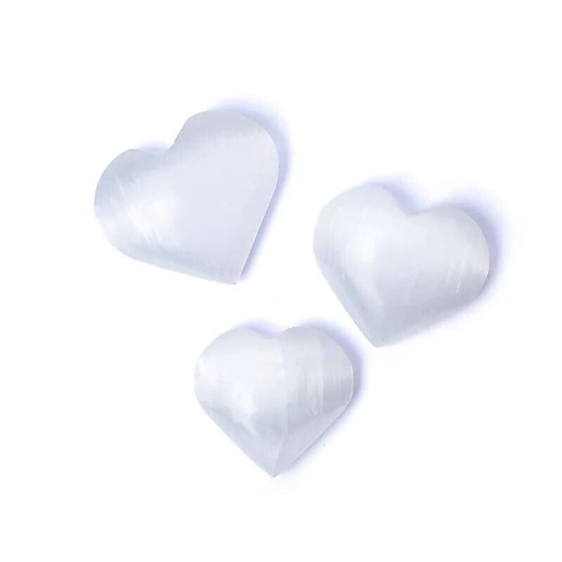 Hart knuffelsteen seleniet wit