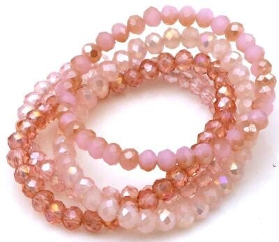 Glaskralen armband pink