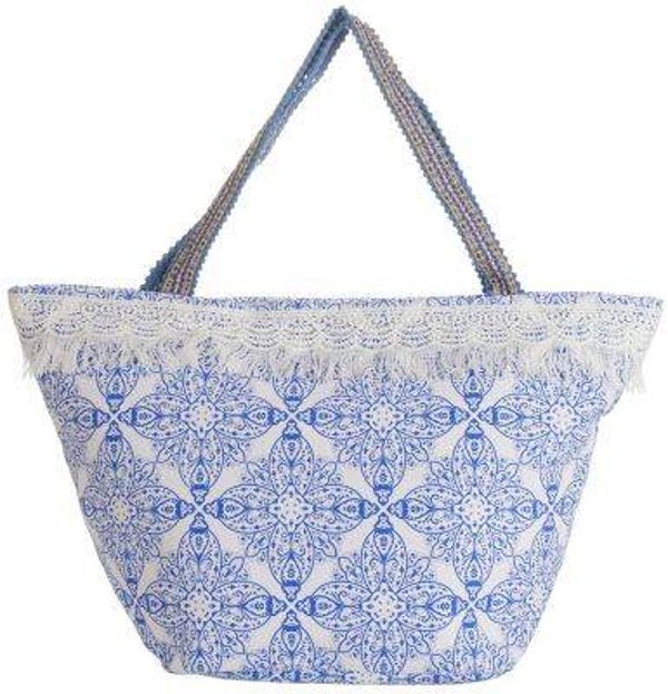 Tassel blauwe strandtas