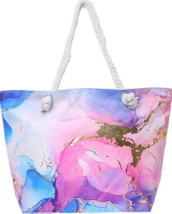 Strandtas blauw paars goud