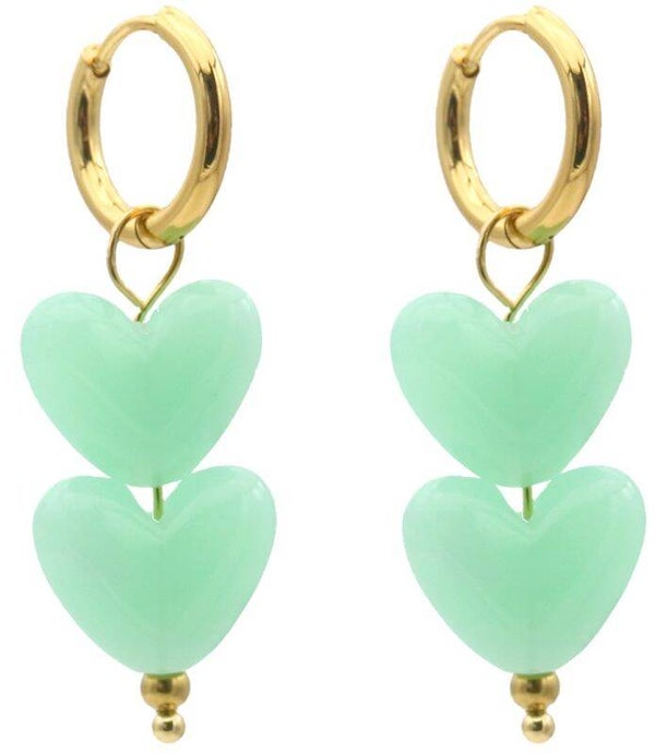 Oorbellen hartjes mint