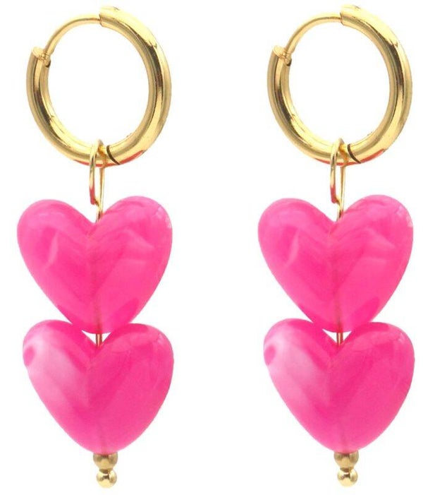 Oorbellen hartjes pink