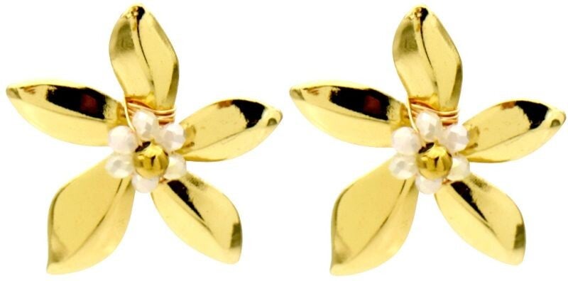 Oorbellen flower wit