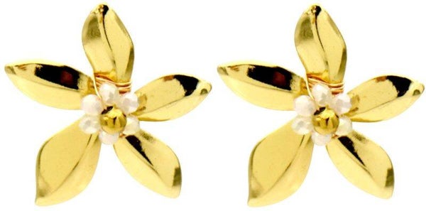 Oorbellen flower wit
