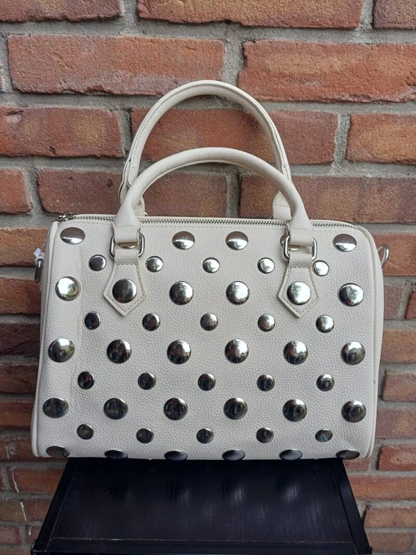 Handtas studs creme
