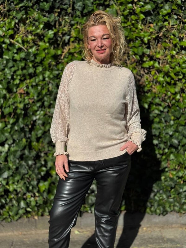 Top pailletten creme