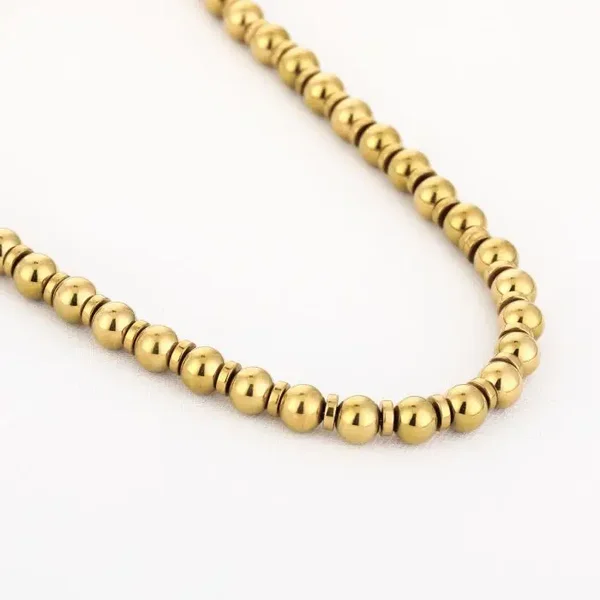 Kralen ketting stainless steel goud
