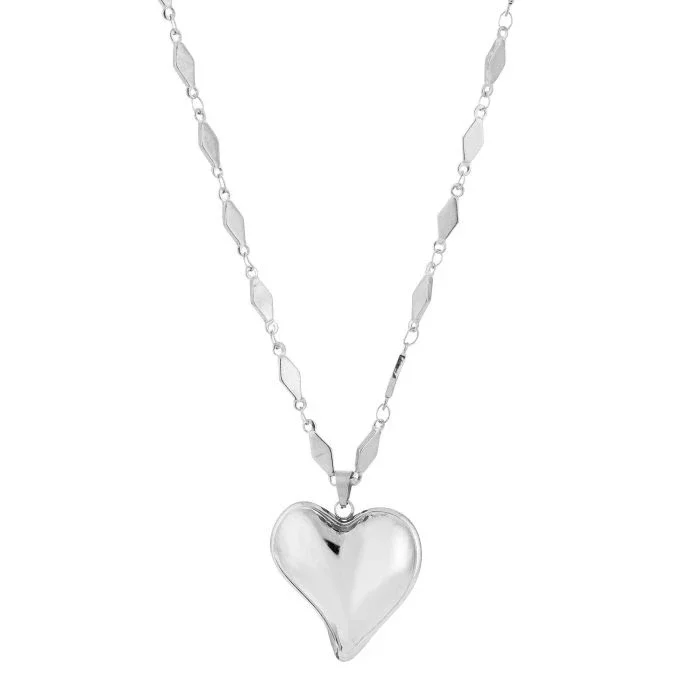 Lange ketting hart 80 cm zilver