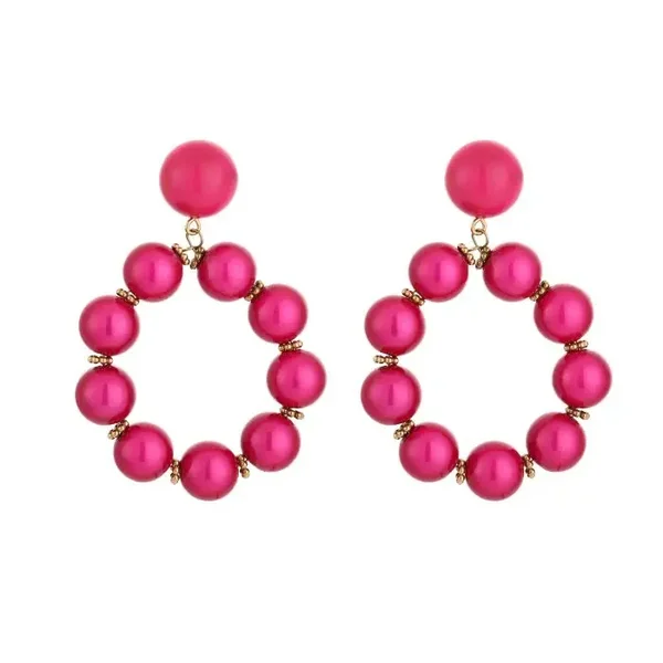 Kralen oorbellen fuchsia