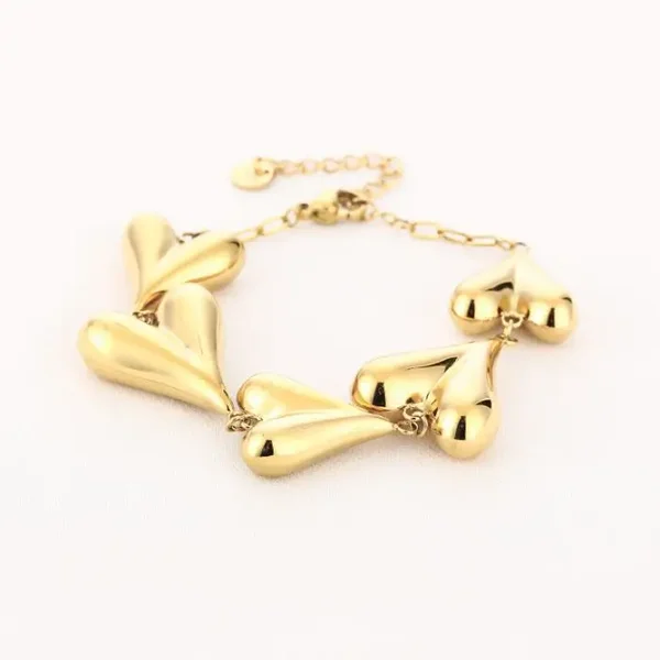 Armband hartjes goud