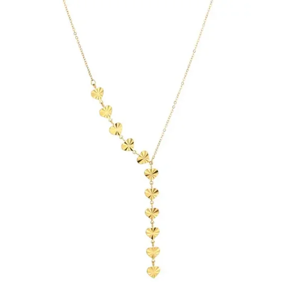 Y ketting hartjes goud