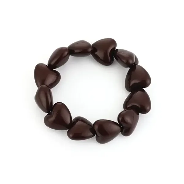 Armband elastisch hartjes bruin