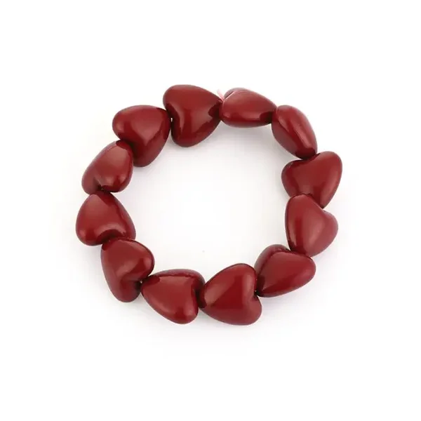 Armband elastisch hartjes bordeaux