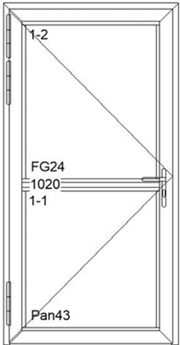 Deur met paneel 2 delen