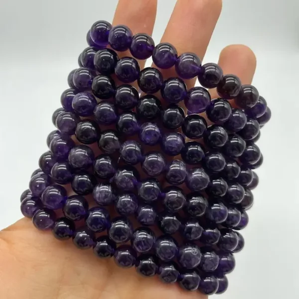 Amethyst Bracelet — 8 mm Natural Stone