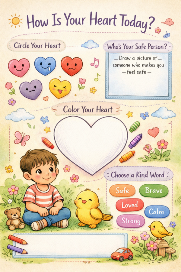 How Is Your Heart Today? Children's Fun Worksheet