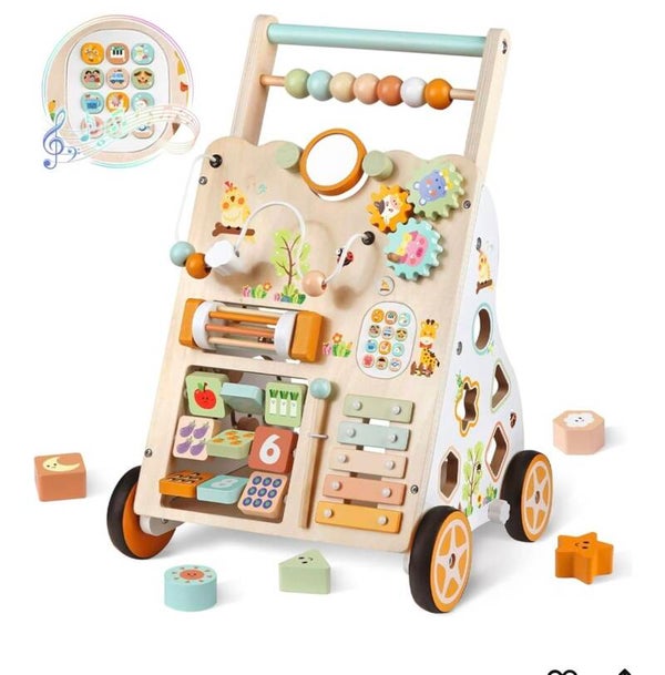 wooden Baby Walker & Activity Center Adjustable Speed & Height