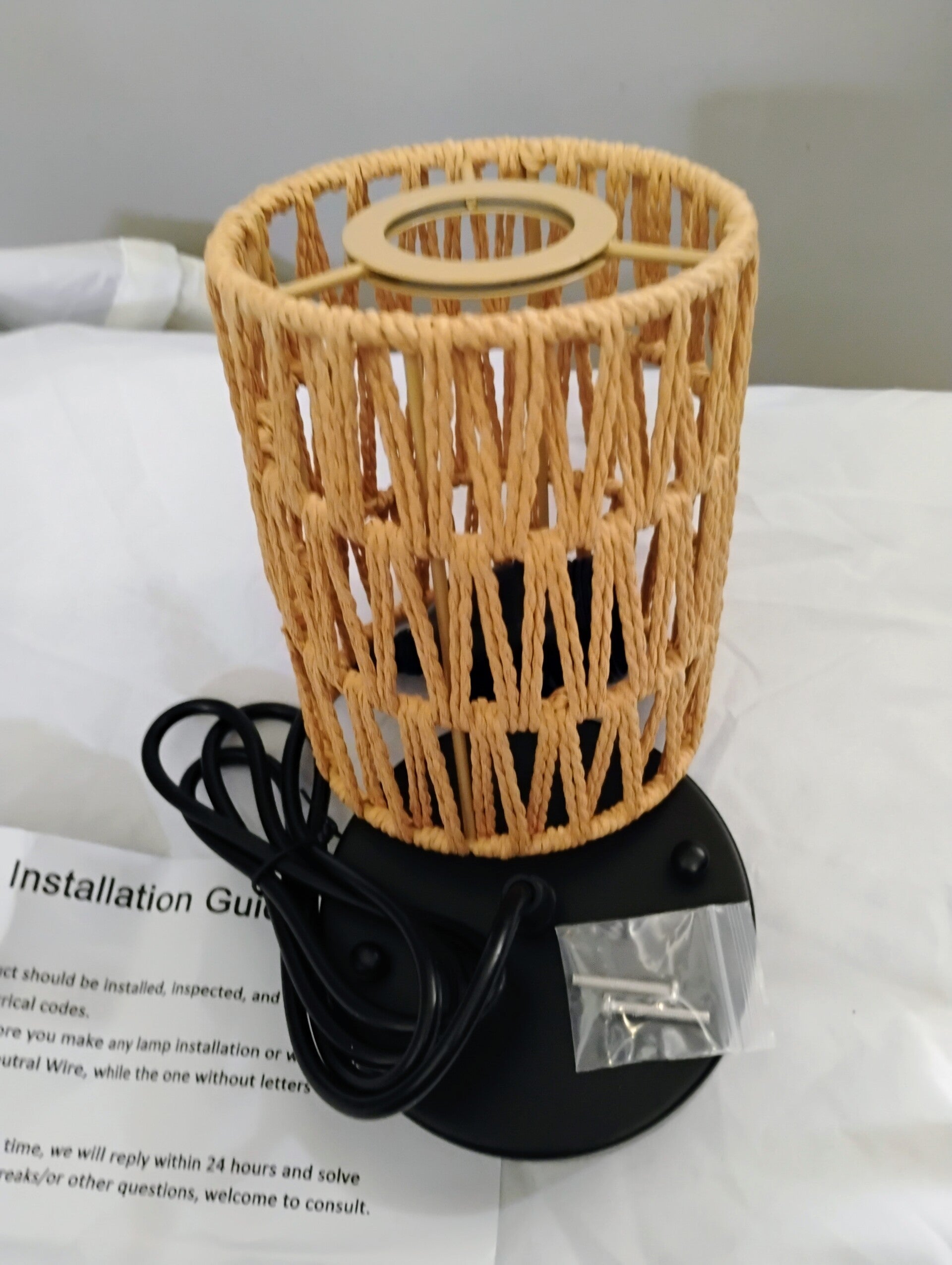 Boho Hand-Woven Rope Pendant Light - Small Cylindrical Hanging Fixture