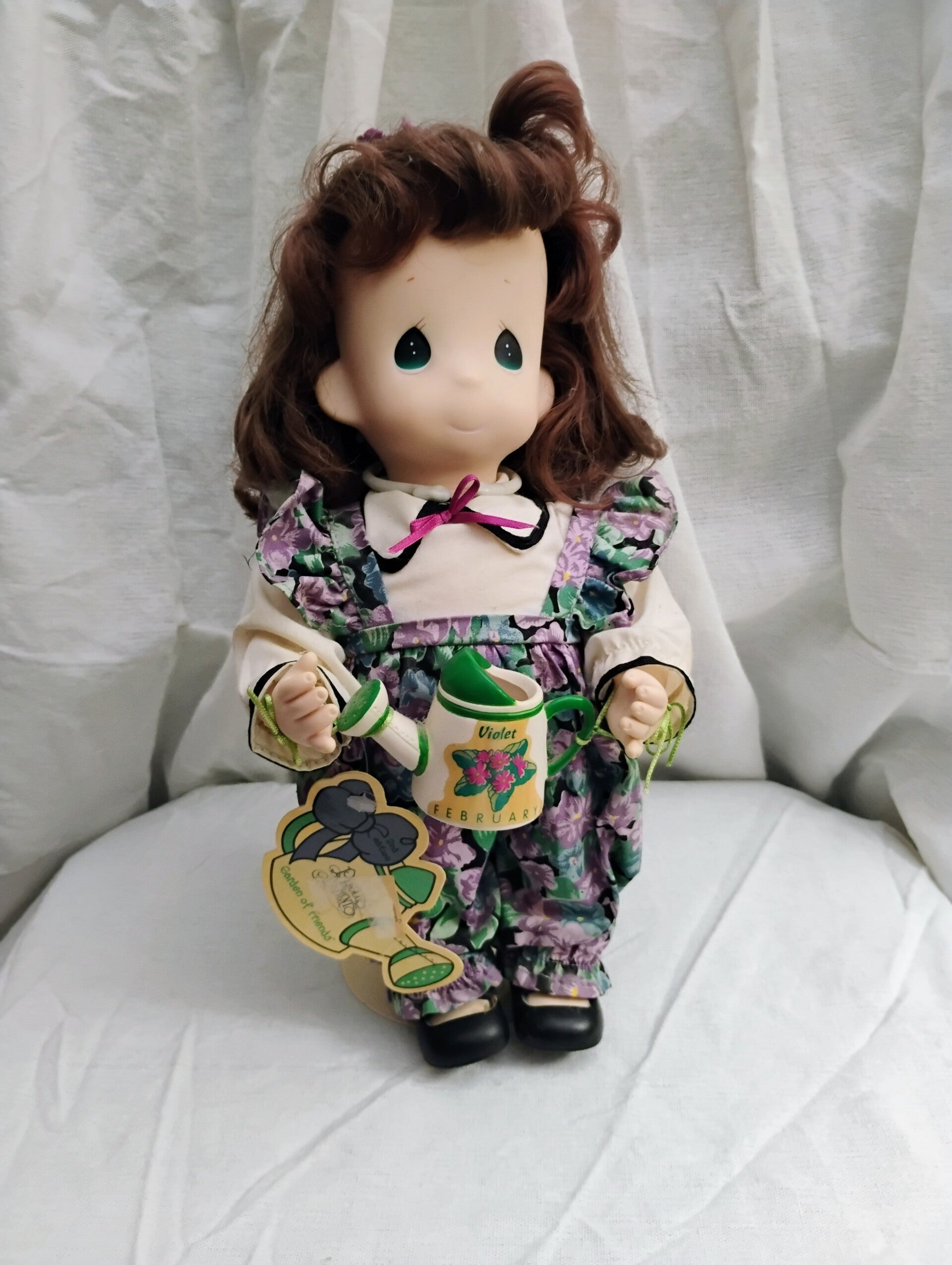 VTG 1995 Precious Moments Garden of Friends Violet February Doll 12" Vinyl