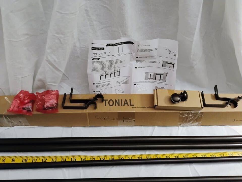 Tonial* 36" X 72" Corner Window Rod (Single) Black/Bronze New