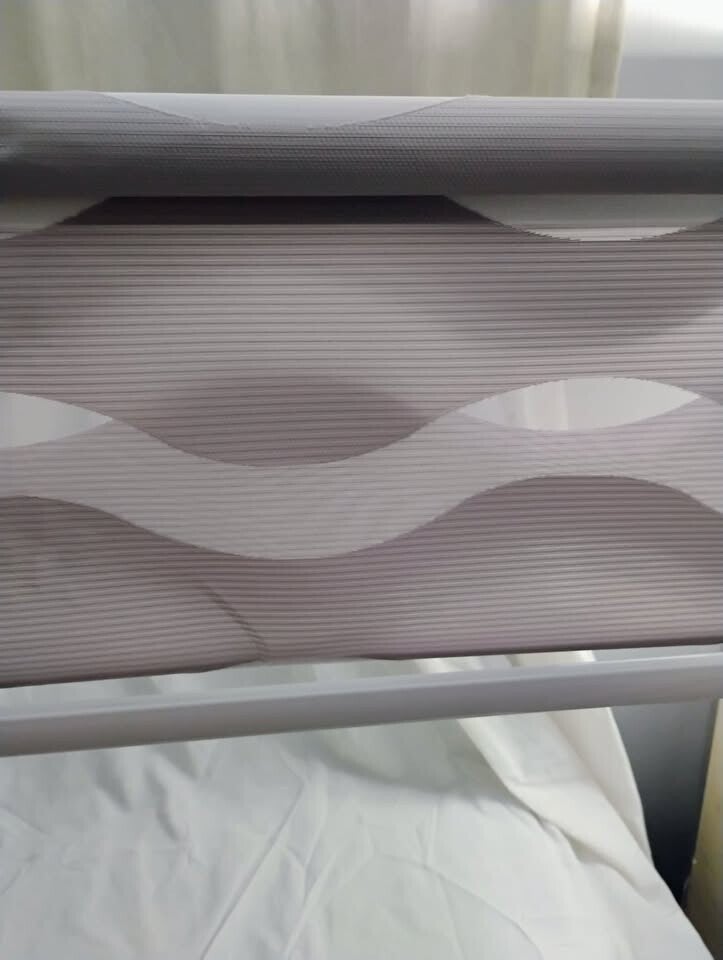 37"WX72"H Cordless Wave Zebra Roller Blinds Stone Grey *New Imprefections Minor*
