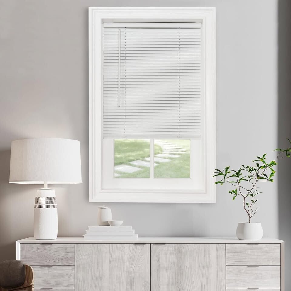 29"(W) x 64"(L) Achim Cordless Light Filtering Mini Blinds For Interior Windows -Pearl White NEW