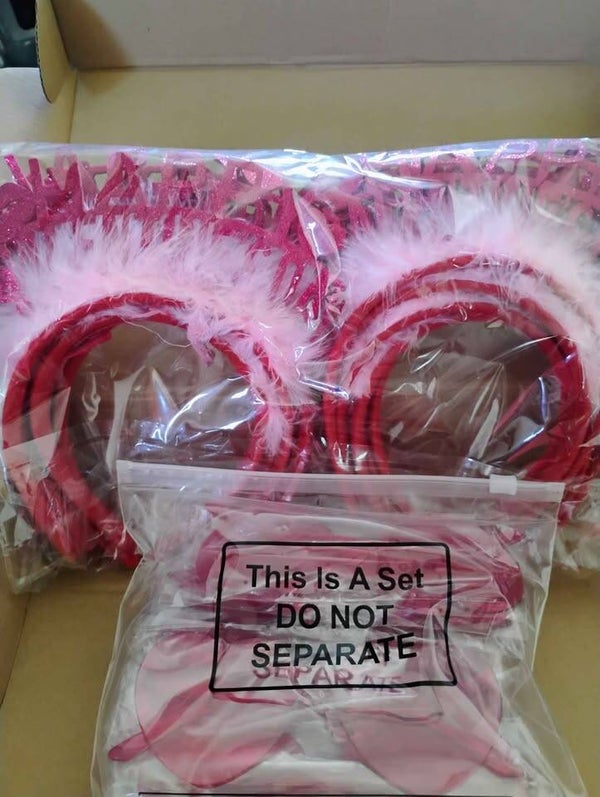 24-Piece Happy Galentine's Day & Bachelorette Party Decor Set – 12 Feathery Headbands/12 Pink Glass NEW