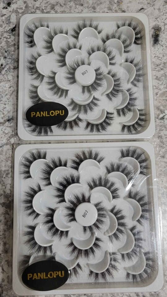 PANLOPU Wispy 3D False Eyelashes – Style B07 (2-Pack, 20 Pairs Total) NEW