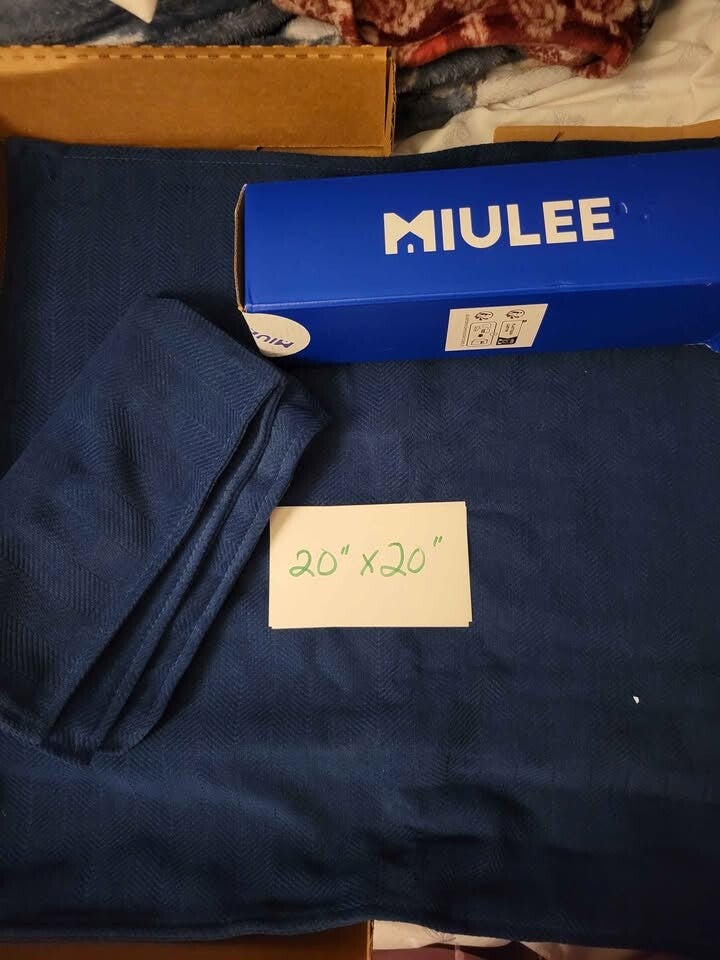 MIULEE Navy Blue 20x20 Pillow Covers (Set of 2) Corduroy Texture