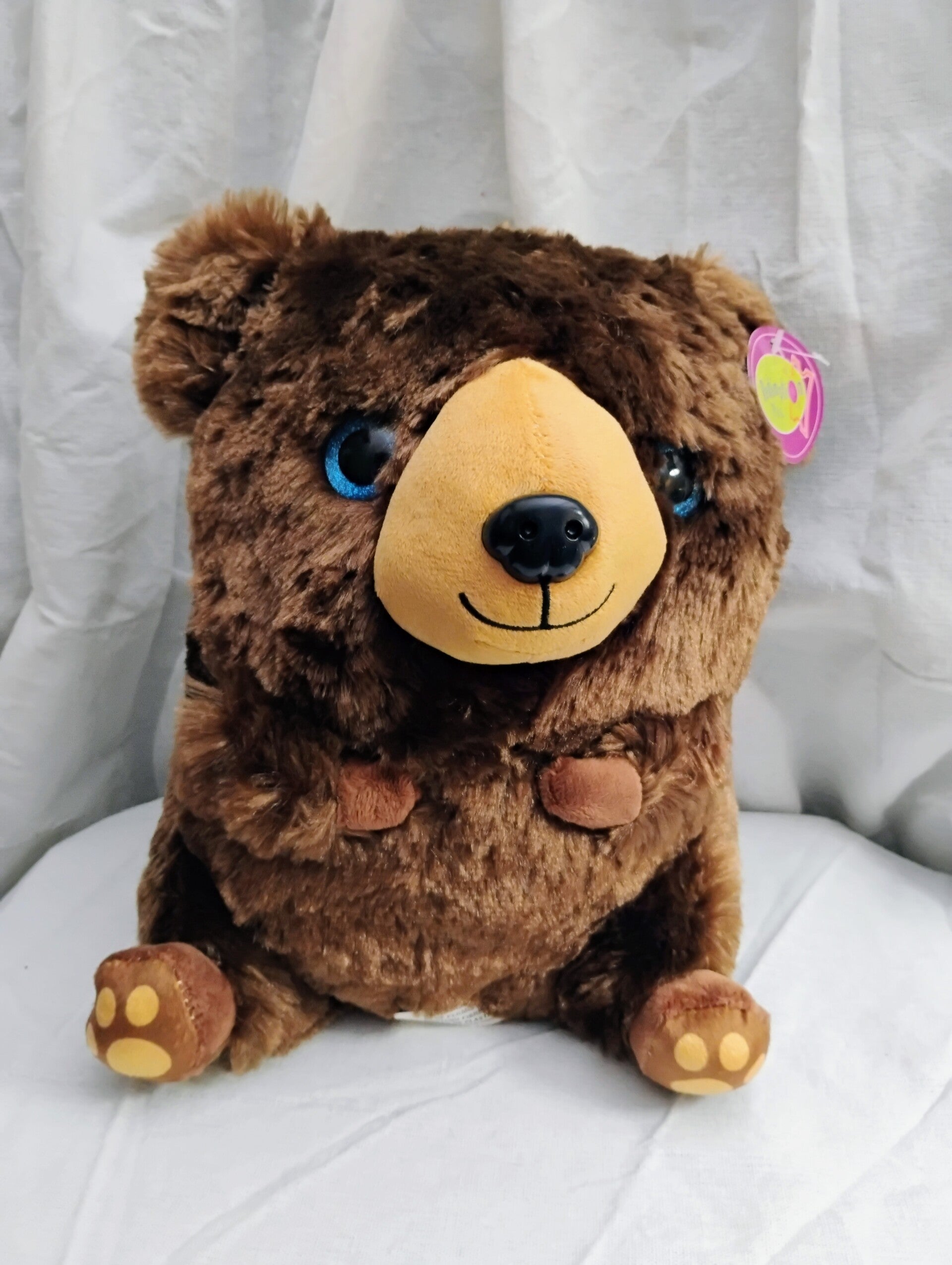 Redemption Plus Teddy Bear Plush Brown Curly Sherpa Blue Sparkle Gem Eyes NWT 11"