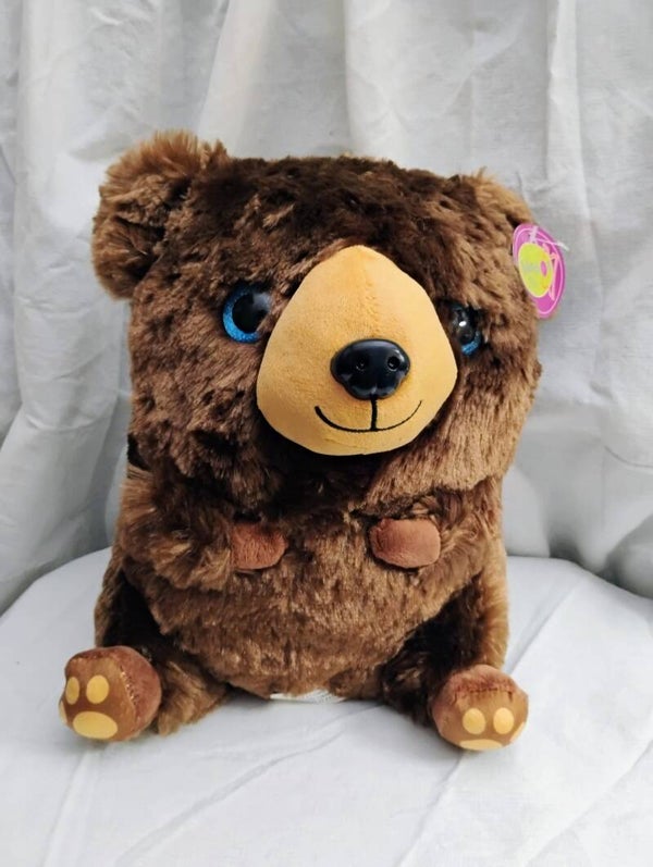 Redemption Plus Teddy Bear Plush Brown Curly Sherpa Blue Sparkle Gem Eyes NWT 11"
