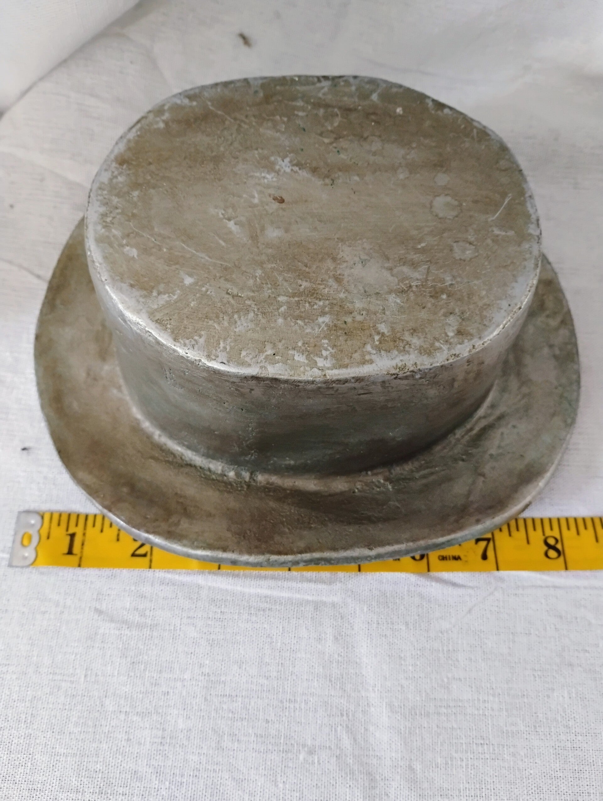Vintage Cast Iron Top Hat Sculpture - Heavy Antique Style Decor / Paperweight Pre-Loved
