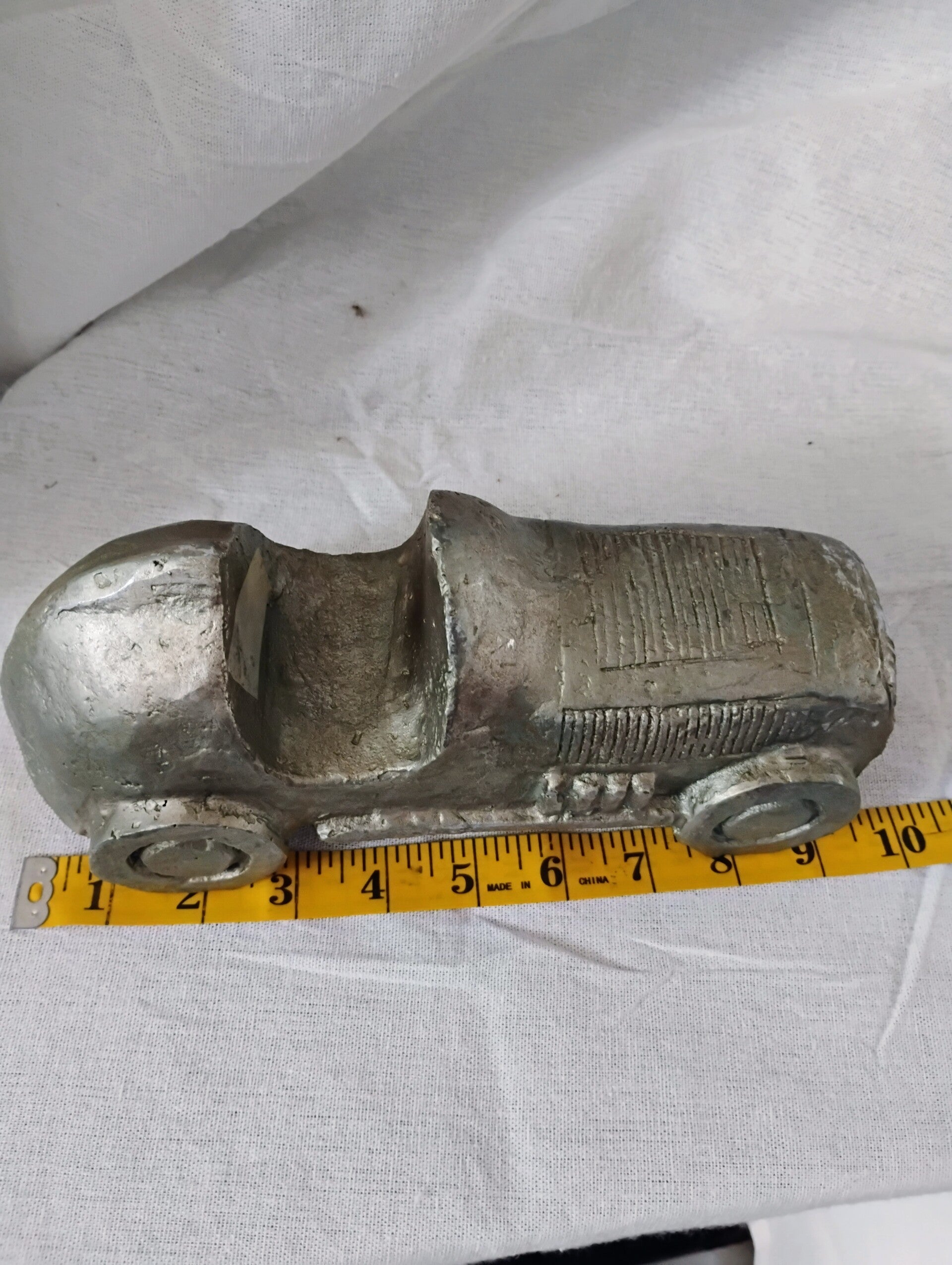 Vintage Cyan Design Cast Iron "Race Car Token" Sculpture - Heavy Monopoly Style Decor Pre-Loved