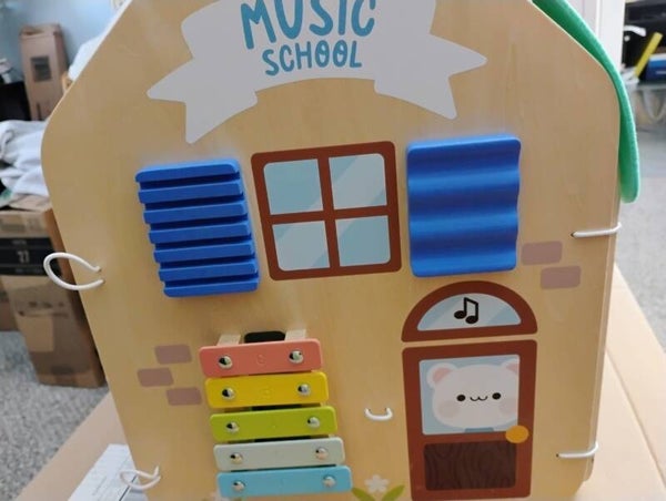Idea Family 2-In-1 Wooden Busy Box / Toy House NEW
