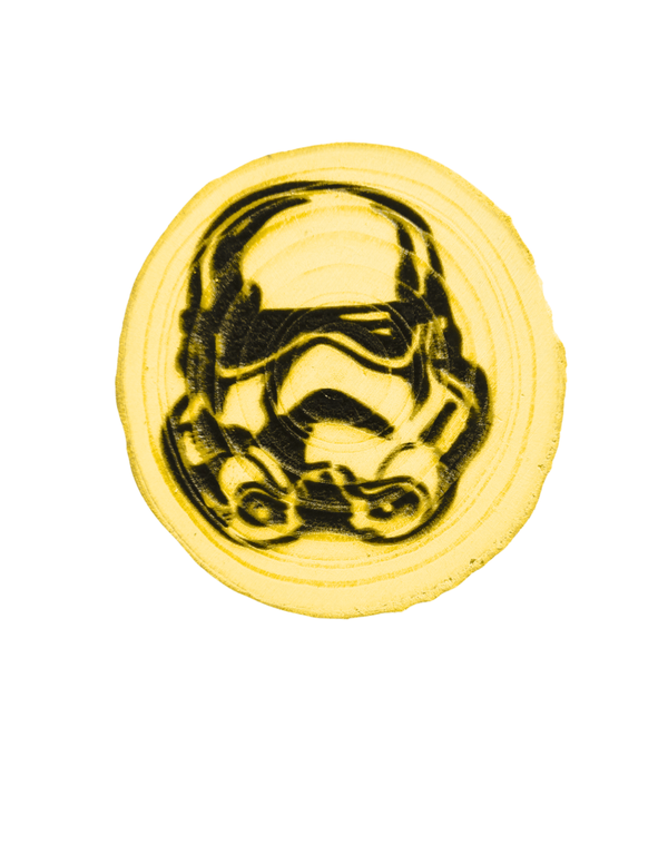 LASER ENGRAVED PINE LOG SLICE STORMTROOPER HELMET COASTER