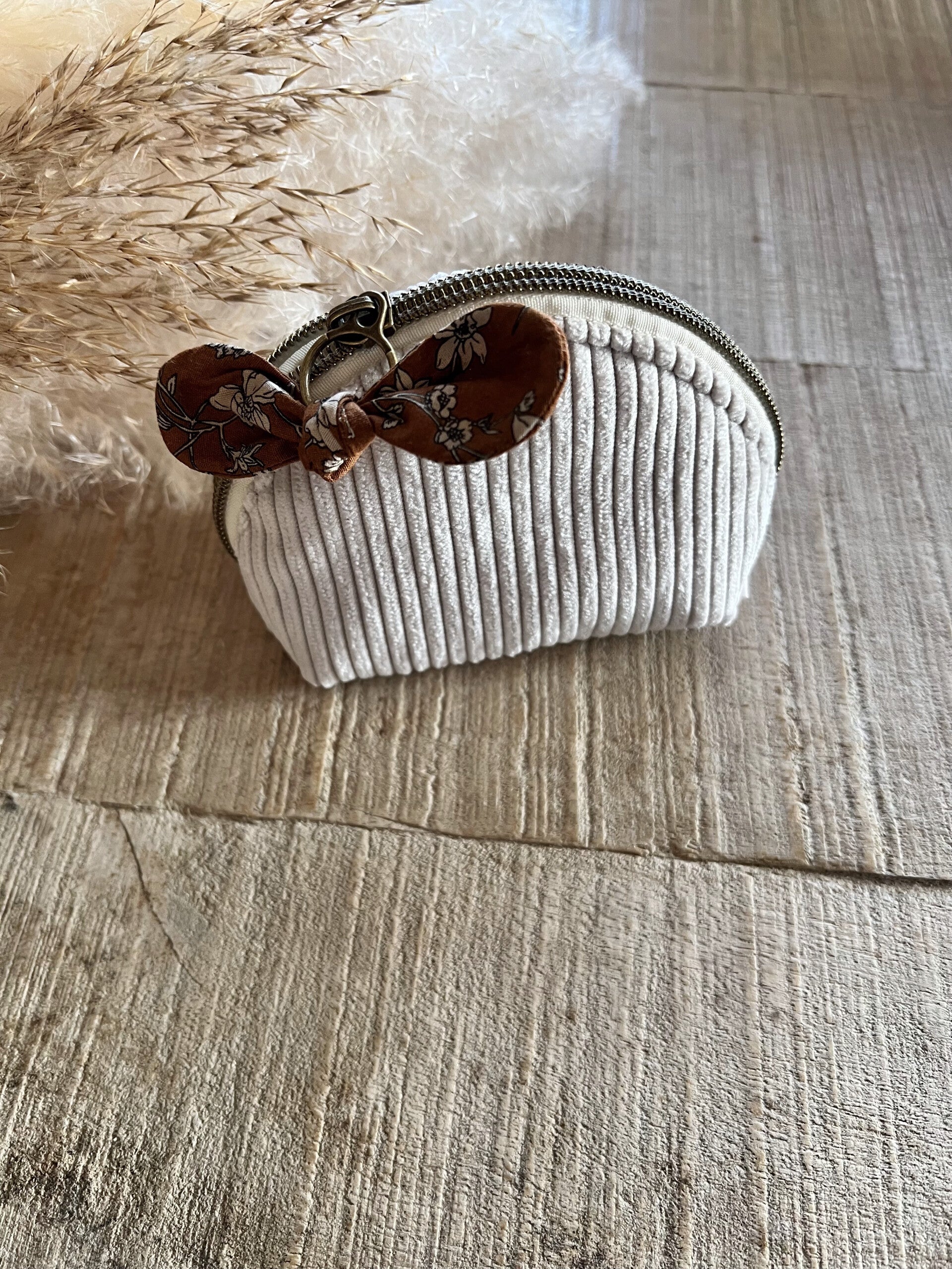 Porte-monnaie velours écru