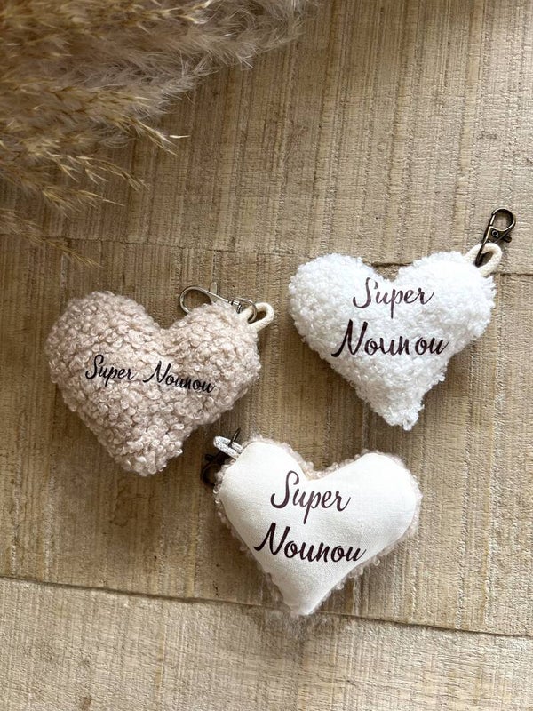 Porte clef coeur "Super Nounou"