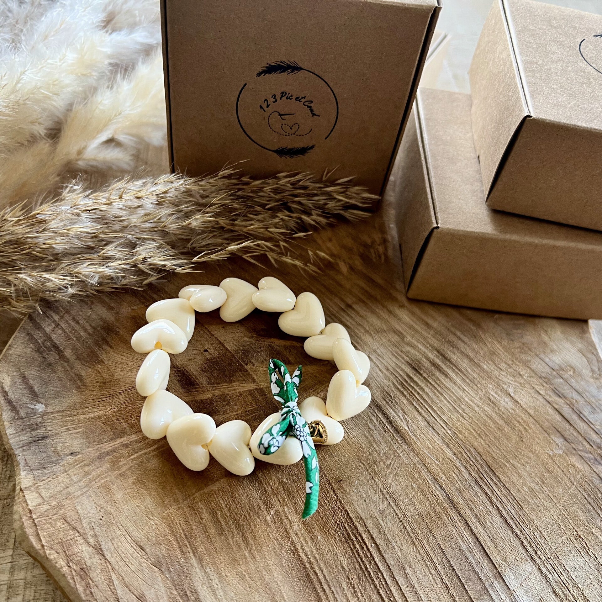 bracelet Ecru/vert