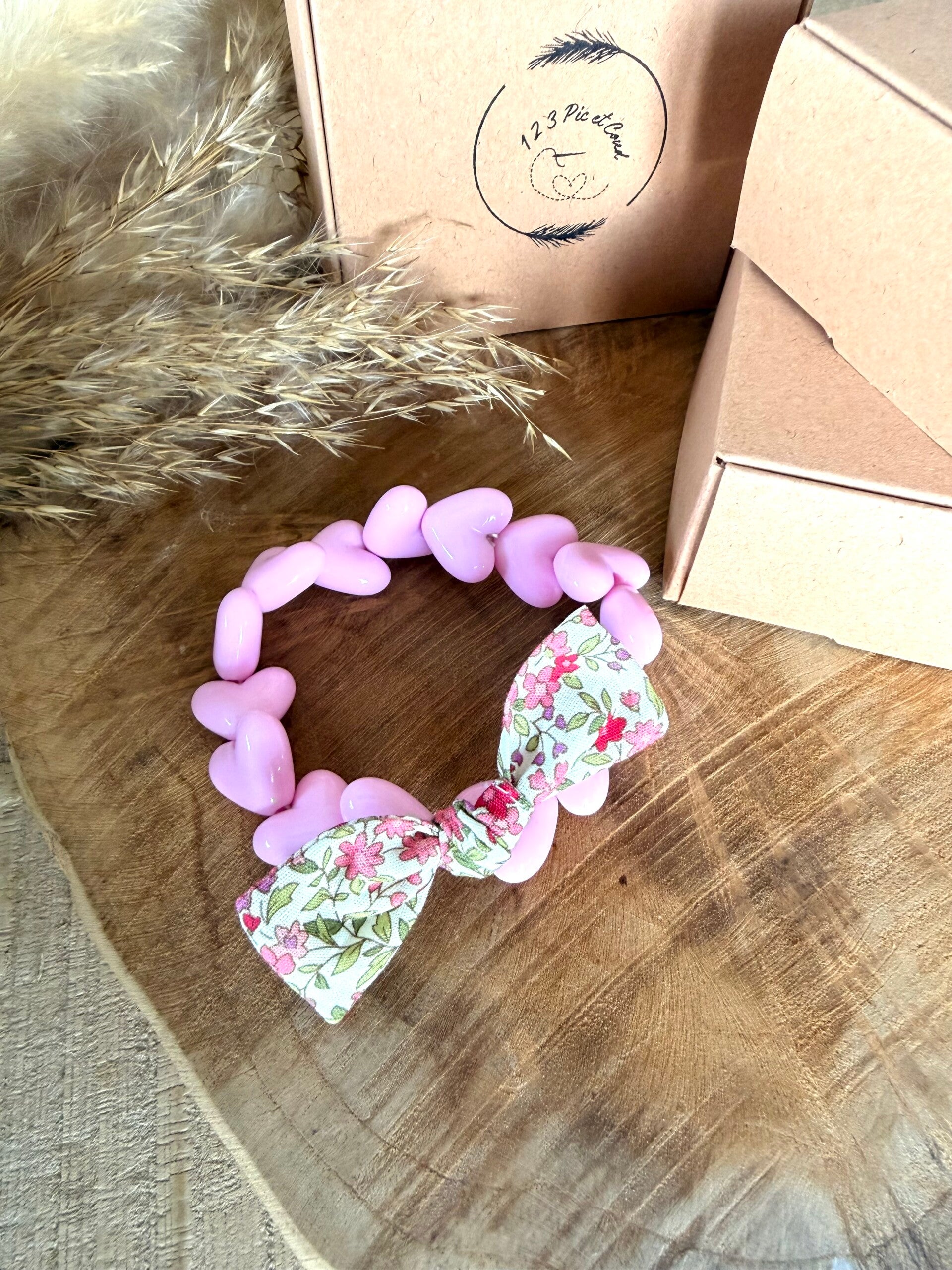 Coeur rose fleurs