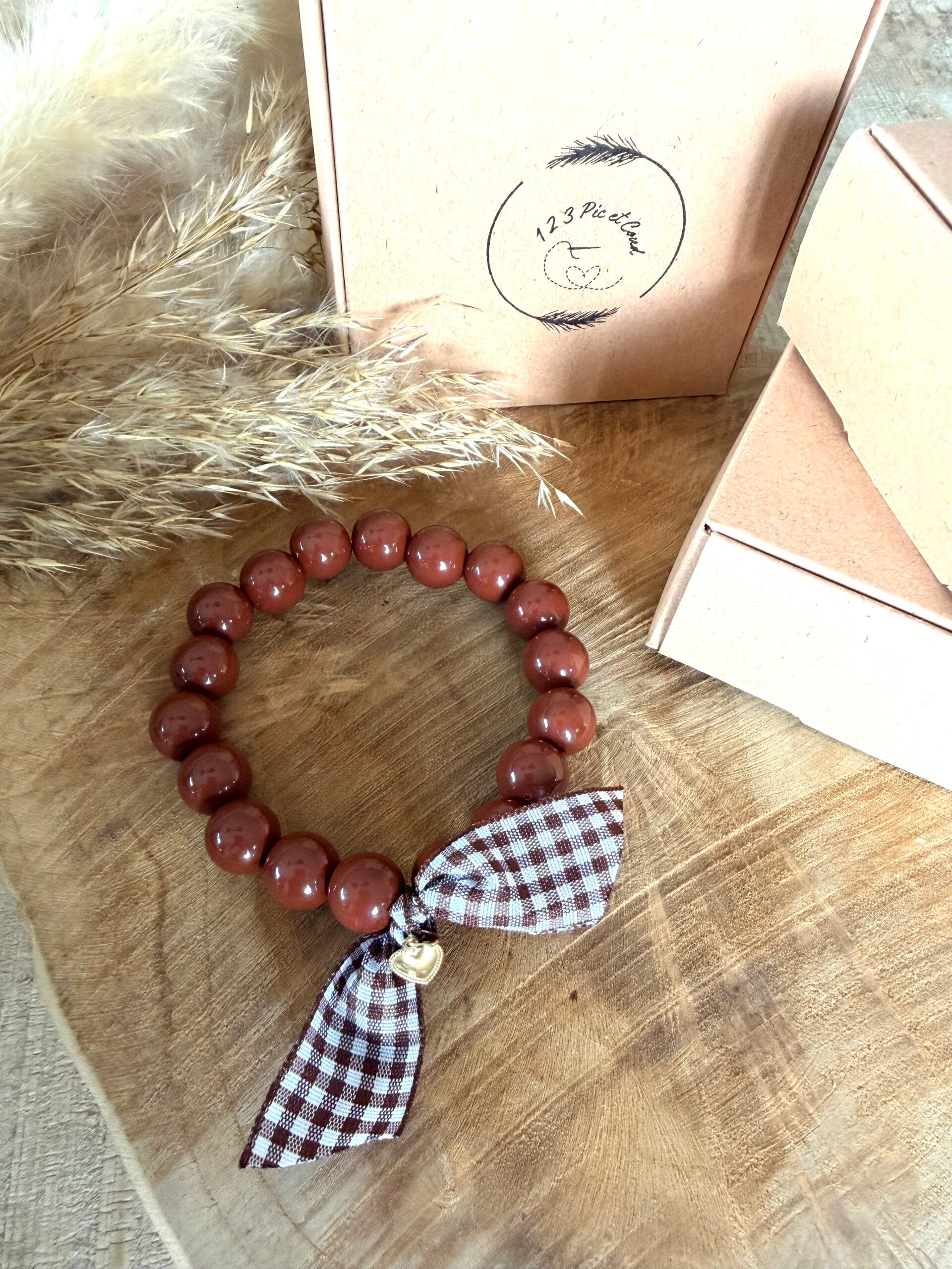 Boule marron vichy