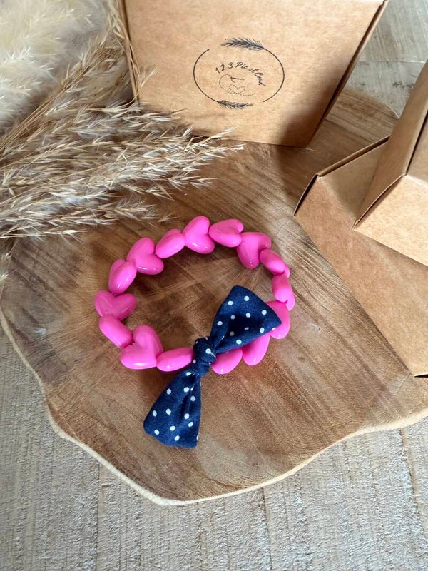 Coeur rose fuchsia "pois"