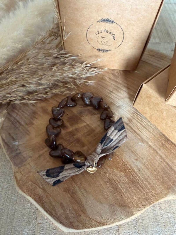 Coeur marron marbré "léopard"