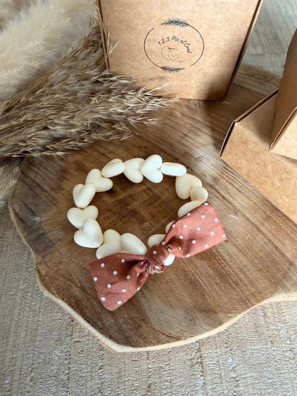 Coeur écru "pois"