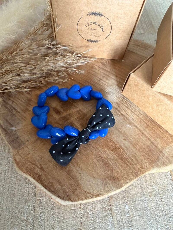Coeur bleu roi "pois"