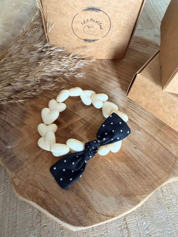 Coeur écru "pois"