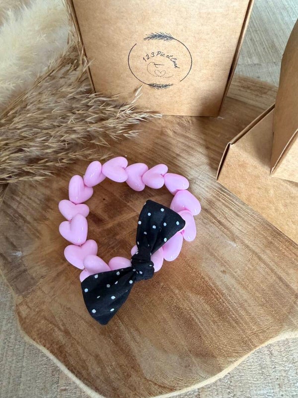 Coeur rose pâle "pois"