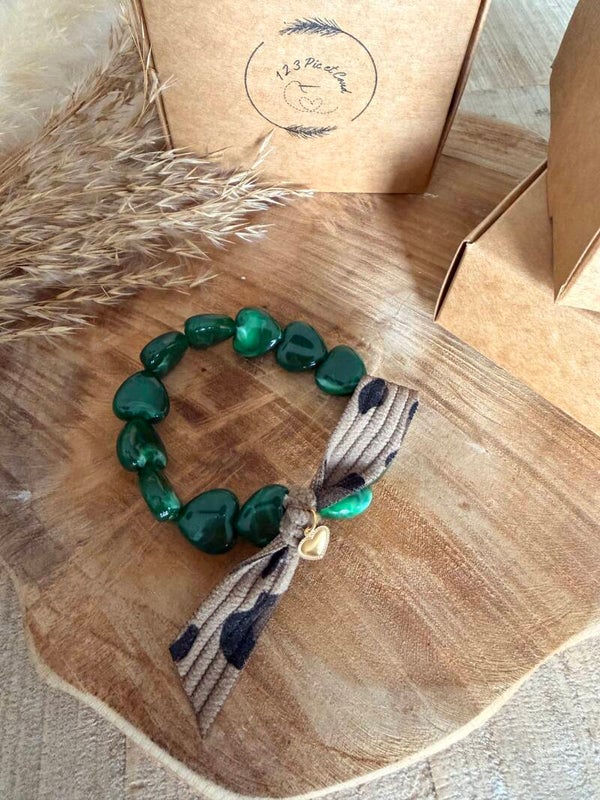 Coeur vert marbré "léopard"